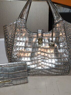 Brahmin Small Carla handbag in Steel Opulust with matching wallet